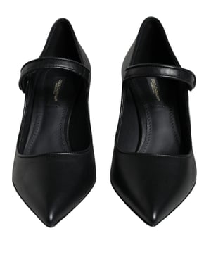 Dolce & Gabbana Zwarte Leren Logo Hakken Mary Janes Pumps Schoenen