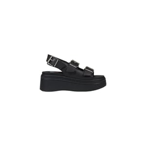 Tommy Hilfiger Jeans Zwarte Leren Platform Sandalen