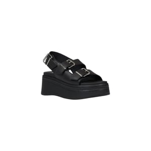 Tommy Hilfiger Jeans Zwarte Leren Platform Sandalen
