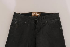 John Galliano Zwarte Gewassen Lage Taille Regular Fit Spijkerbroek