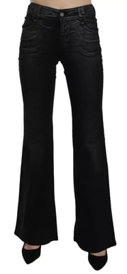 John Galliano Zwarte Gewassen Hoge Taille Uitlopende Denim Casual Broek Jeans