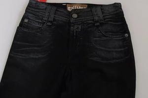 John Galliano Zwarte Gewassen Hoge Taille Uitlopende Denim Casual Broek Jeans