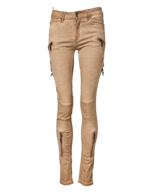 PLEIN SUD Bruine Katoenen Mid Waist Skinny Denim Jeans
