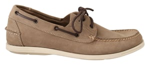 Pollini Beige Suède Lage Mocassin Loafers Casual Heren Schoenen