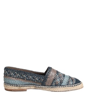 Dolce & Gabbana Blauwe Grijze Geweven Leren Buffel Espadrilleschoenen