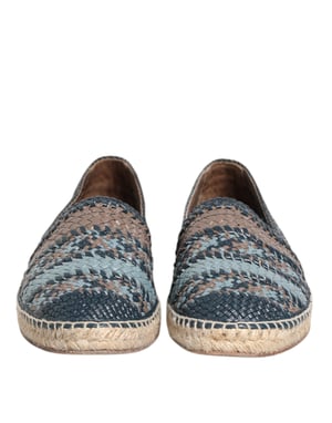 Dolce & Gabbana Blauwe Grijze Geweven Leren Buffel Espadrilleschoenen
