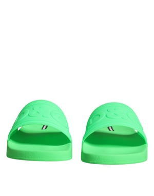 Dolce & Gabbana Groene Leren Slippers Sandalen Strandmode Schoenen