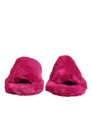 Dolce & Gabbana Roze Acrylaat Nepbont Heren Slippers Sandalen Schoenen