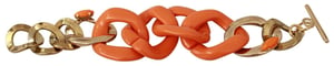 Ermanno Scervino Gouden Oranje Ketting Brede Messing Plastieken Armband