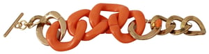 Ermanno Scervino Gouden Oranje Ketting Brede Messing Plastieken Armband