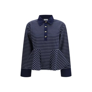 Ganni Blauwe Katoenen Polo Shirt