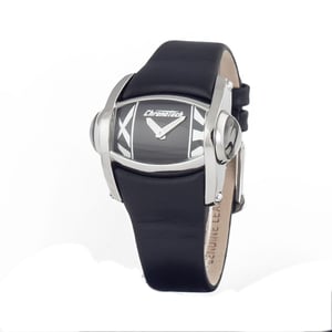 Chronotech Zwarte Leren Herenhorloge