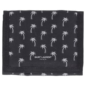 Saint Laurent Palmboom Vouwportemonnee in Zwart Nylon