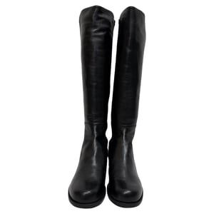 Stuart Weitzman 5050 overknee laarzen in zwart leer en suède.