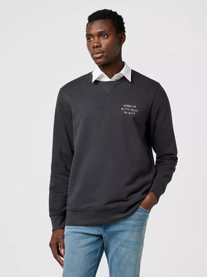 Wrangler - EMBROIDERY CREW FADED BLACK