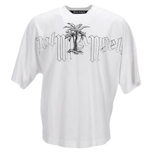 Oversized T-shirt met Palm Angels-logo in wit katoen