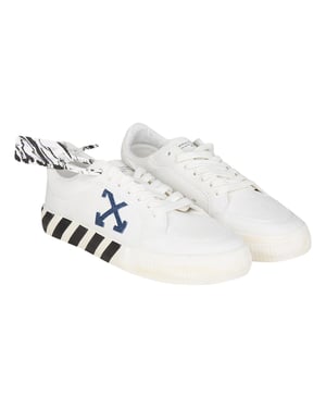 Off-White Lage Vulcanized Eco Canvas Sneakers - Wit Marineblauw