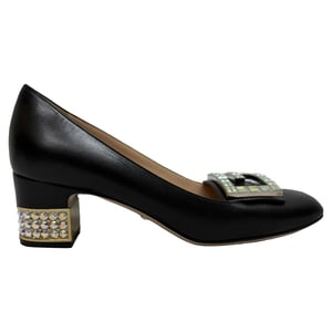 Gucci G-Embelleerde Block-Heel Pumps in Zwart Leder