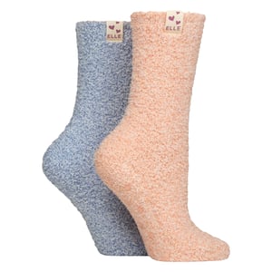 2-Pack Dames Twee Kleurige Gezellige Bed- en Huissokken - Warme Zachte Ontspannende Comfort