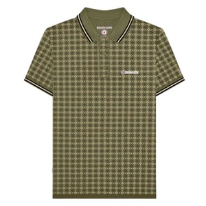 Lambretta Heren SS25 Geometrisch Poloshirt (Kaki Groen)