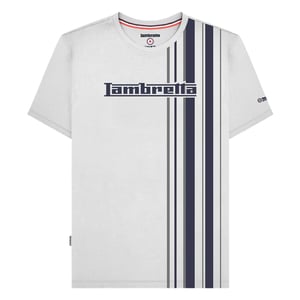 Lambretta Heren Racing Stripe T-shirt (Wit/Navy/Grijs)