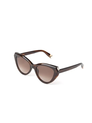 Furla Zonnebril Glanzend Bruin Gestreept Havana
