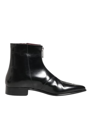 Dolce & Gabbana Zwarte Leren Chelsea Korte Enkelschoenen