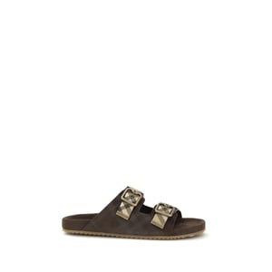 Burberry Bruine Kalfsleren Bos Taurus Platte Sandalen
