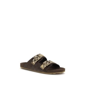 Burberry Bruine Kalfsleren Bos Taurus Platte Sandalen