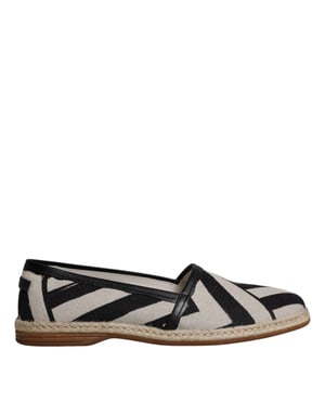 Dolce & Gabbana Zwart Witte Strepen Instap Espadrille Schoenen