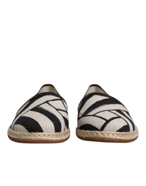 Dolce & Gabbana Zwart Witte Strepen Instap Espadrille Schoenen