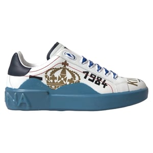 Dolce & Gabbana Blauw Witte Gedrukte Portofino Melt Sneakers