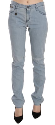 Costume National Lichtblauwe Hoge Taille Skinny Denim Jeans