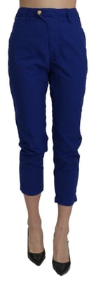 CYCLE Katoenen Koninklijk Blauw Hoge Taille Skinny Cropped Broekbroek