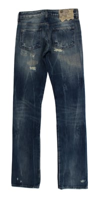 Cavalli Blue Wash Versleten Katoenen Straight Fit Jeans