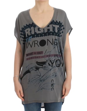 Costume National Grijs V-hals lange t-shirt