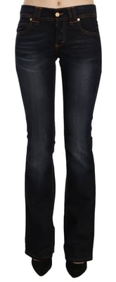John Galliano Blauwe Gewassen Midden Taille Regular Leg Bootcut Spijkerbroek