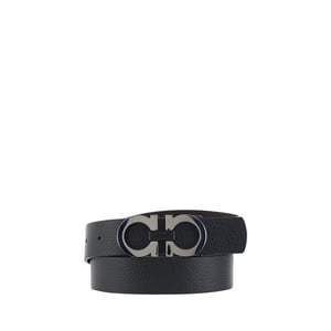Ferragamo Zwarte Kalfslederen Bos Taurus Regular Riem