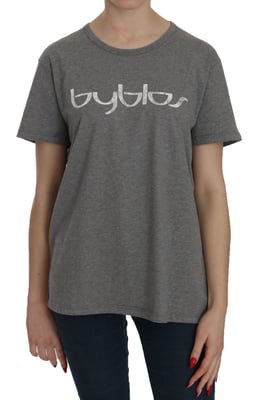 BYBLOS Katoenen Grijze Korte Mouw Ronde Hals Top T-shirt Blouse
