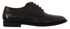 Dolce & Gabbana Zwarte Leren Wingtip Heren Formele Derby Schoenen