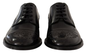 Dolce & Gabbana Zwarte Leren Wingtip Heren Formele Derby Schoenen