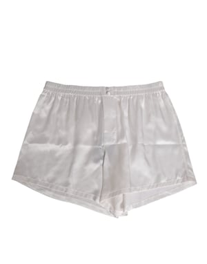 Dolce & Gabbana Witte Zijde Satijnen Elastische Herenshort zwemkleding