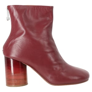 Maison Margiela Bicolor Enkellaarsjes in Rood Leer