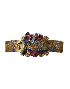Dolce & Gabbana Multikleur Versierde Bloemige Kristallen Brede Tailleband