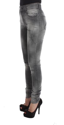 John Galliano Grijs Gewassen Katoenmengsel Slim Fit Denim Jeans Broek