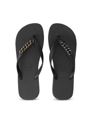 Gouden kleine teenslipper zwart