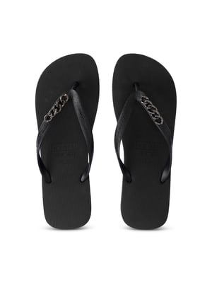 Zilveren kleine teenslipper zwart