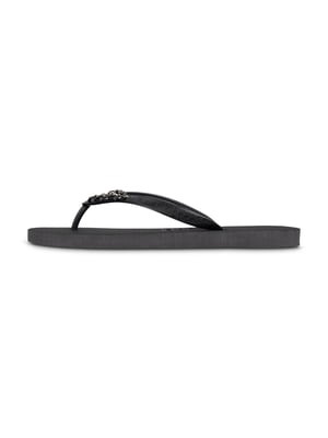 Zilveren kleine teenslipper zwart