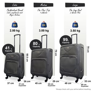 Softshell lichtgewicht grijs nylon 4-wiel reiskoffer Feestkoffers
