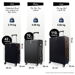 Zwarte hardshell koffer Dubbele 4-wiel ABS bagage Cabinekoffers